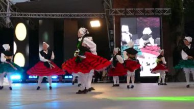 Timisoara, Romanya - 7 Temmuz 2018: Geleneksel kostüm, İspanyol dansçılar gerçekleştirmek halk dansları 