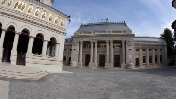 Bucharest Roménia Julho 2018 Edifícios Corte Interna Catedral Patriarcal Ortodoxa — Vídeo de Stock