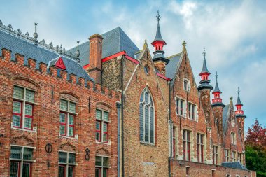 Mimari cephe detay eski buildingas, Bruges, Belçika'yer.