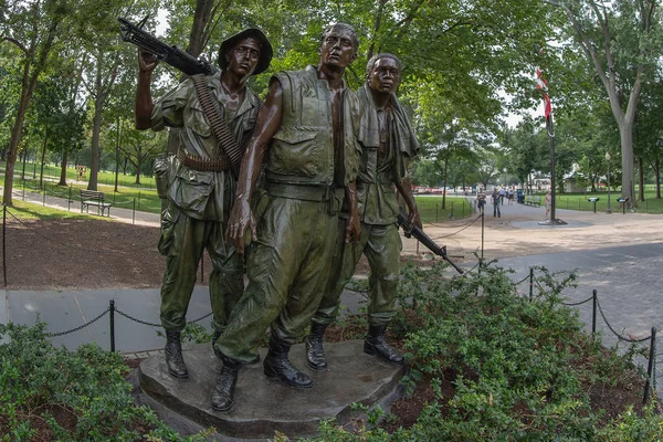 Washington Usa August 2018 Statue Three Soldiers Vietnam Veterans Memorial — Stock Photo, Image