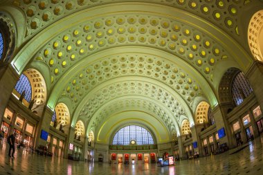 Washington Dc, Amerika Birleşik Devletleri - 4 Eylül 2018: Büyük lobi salonunda Dc Union Station sabah erken zamanında. 1907 yılında açılan tarihi İstasyonu. 