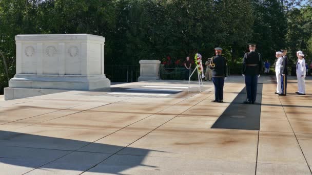 Arlington Washington Eua Setembro 2018 Mudança Guarda Túmulo Soldado Desconhecido — Vídeo de Stock