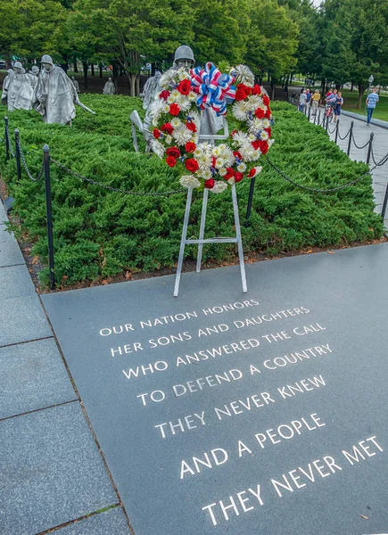 Washington Usa August 2018 Korean War Veterans Memorial Commemorates Those — Stock Photo, Image