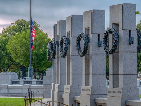 华盛顿特区 2018年8月31日 世界大战二纪念 关闭这座著名地标纪念碑的建筑细节 — 图库照片