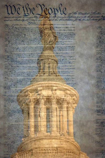 美国国会大厦的自由女神像 国会的会议地点 联邦政府立法部门的所在地 著名宣言 — 图库照片