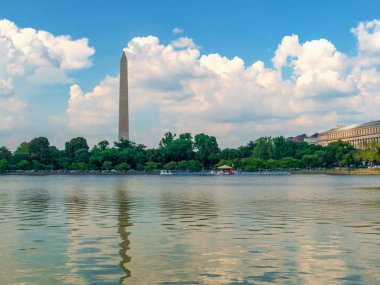 Washington Dc, Amerika Birleşik Devletleri - 5 Eylül 2018: Görünüm, Washington Anıtı gelen Jefferson Memorial, öğleden sonra ışık.