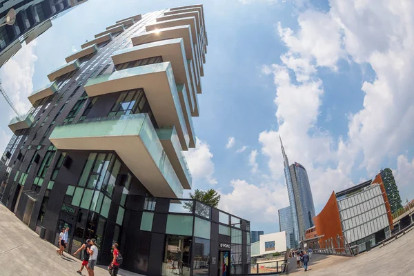 Milão Itália Junho 2018 Vista Panorâmica Dos Novos Edifícios Arquitetura — Fotografia de Stock