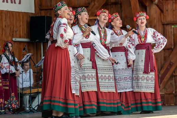 Timisoara Rumunia Lipca 2018 Grupa Tancerzy Ukrainy Tradycyjnych Strojach Międzynarodowy — Zdjęcie stockowe