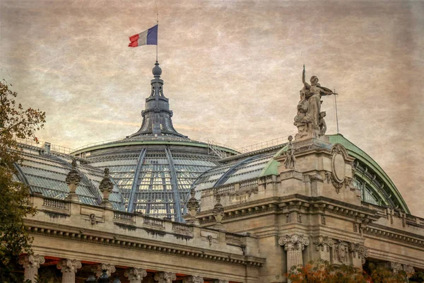 Gammalt Foto Med Detalj Grand Palais Paris Vintage Bearbetning — Stockfoto