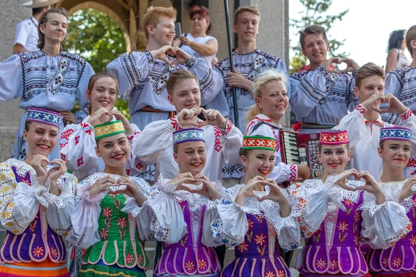 Тімішоара Румунія Липня 2017 Молодих Танцюристів Білорусь Традиційних Костюмах Присутні — стокове фото