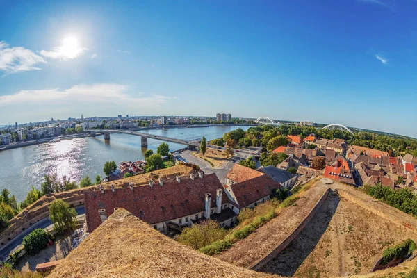 Large Angle View Novi Sad Old Town Danube River Rainbow — Stock Photo, Image