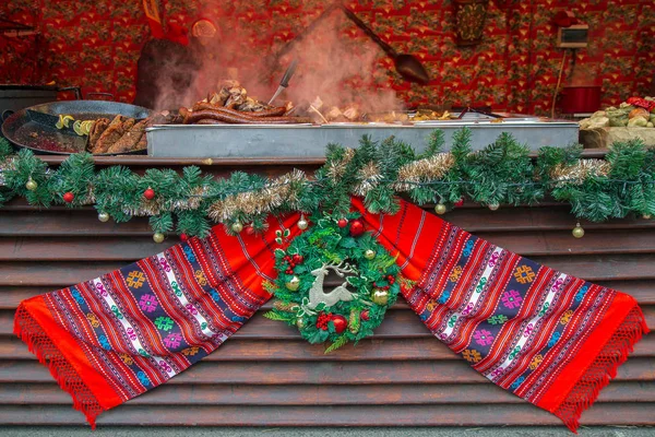Szempontokat Utcai Karácsonyi Vásár Temesvár Románia Sajátos Hangulatát Hagyományos Termékek — Stock Fotó
