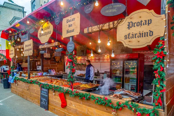 Timisoara Roménia Dezembro 2018 Aspectos Feira Natal Rua Com Produtos — Fotografia de Stock