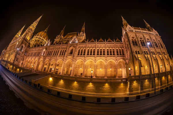 Vista Noturna Parlamento Húngaro Edifício Casa País Casa Nação Sede — Fotografia de Stock