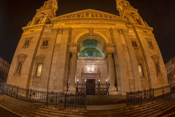 Budapest Hongrie Décembre 2018 Vue Nuit Basilique Catholique Romaine Saint — Photo