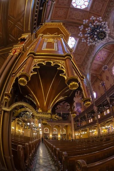 Budapest Hungary December 2018 Interior Great Synagogue Dohany Street Largest — Stock Photo, Image