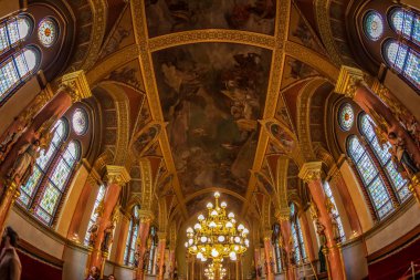 Budapeşte, Macaristan - 19 Aralık 2018: İç, Parlamento Budapeşte Macar Ulusal Meclis koltuk.