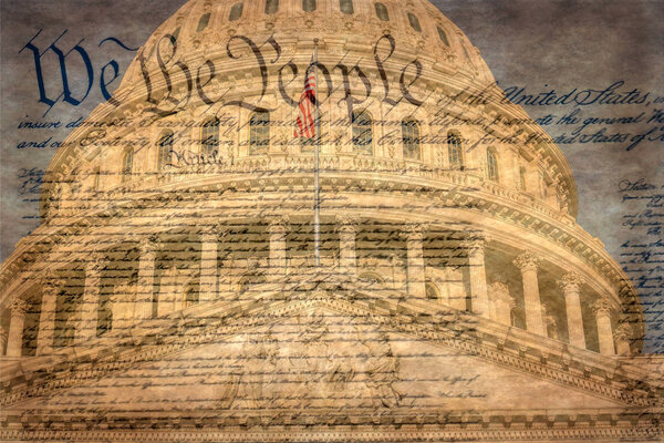 Деталь здания Капитолия США в Вашингтоне, место встречи Конгресса и резиденция законодательной ветви федерального правительства. Известное заявление
.