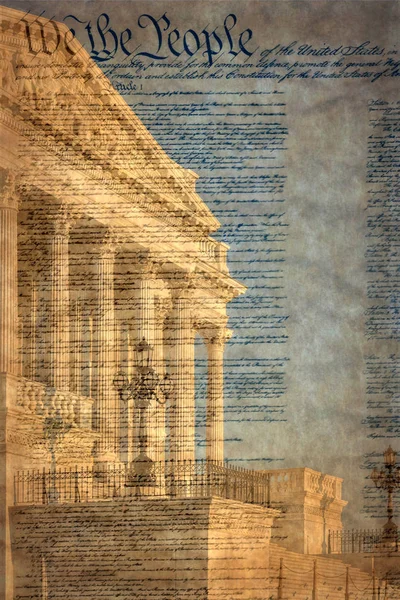 美国国会大厦在华盛顿特区的详细情况 国会的会议地点和联邦政府的立法部门的位子 著名的声明 — 图库照片