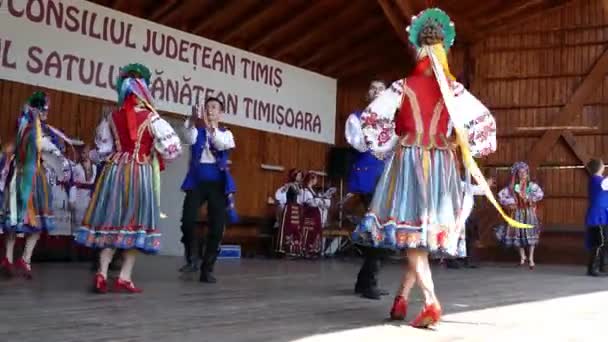 Roemenië Timisoara Juli 2018 Oekraïens Jonge Dansers Klederdracht Volksdans Uitvoeren — Stockvideo