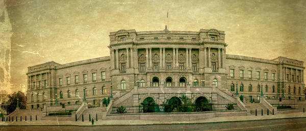 Panoramic view at facade of the Library of Congress, Washington — Stock Photo, Image