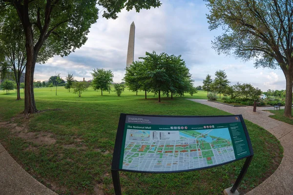 National mall plan and Washington Memorial Monument — Stock Photo, Image