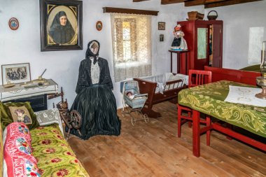 Slovak etnics bir çiftlik evi iç