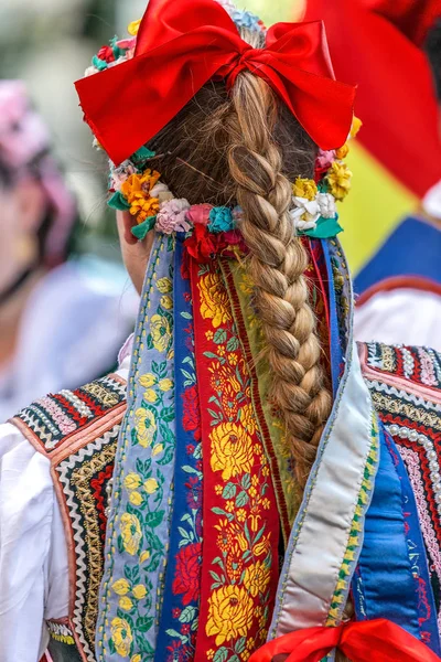 Detail van Poolse folk kostuum voor vrouw — Stockfoto