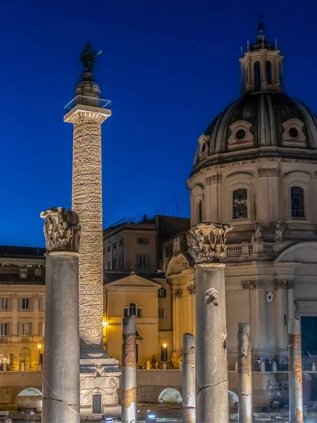 Trajan Forum at Night, Roma, Italia — Foto Stock