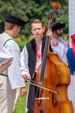 Geleneksel müzik aleti ile Slovakya'dan şarkıcı