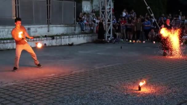 Timisoara Rumunia Czerwca 2019 Publiczne Fireshow Organizowane Przez Ratusz Timisoara — Wideo stockowe