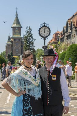 Swabian halk kostümleri geçit töreni