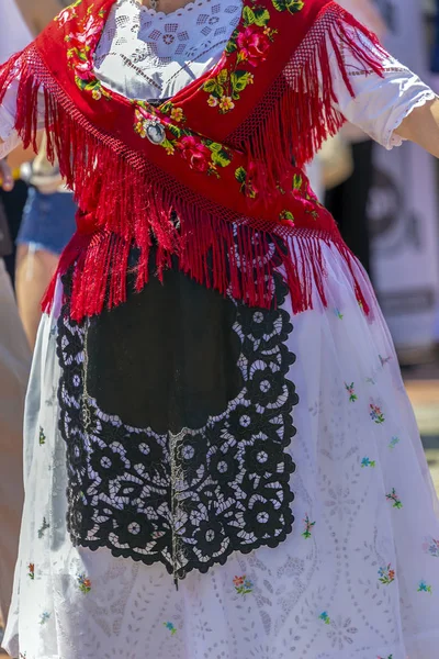 Detalhe do traje popular tradicional alemão usado por mulheres de etnia — Fotografia de Stock