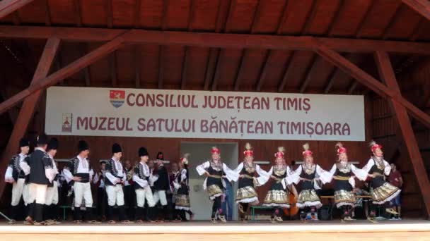 Timisoara Roménia Julho 2019 Dançarinos Búlgaros Traje Tradicional Realizam Dança — Vídeo de Stock
