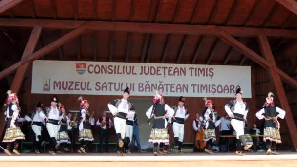 Timisoara Roménia Julho 2019 Dançarinos Búlgaros Traje Tradicional Realizam Dança — Vídeo de Stock