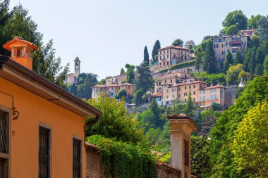 Eski Şehir Citta Alta, Bergamo, Italya panoramik manzarası
