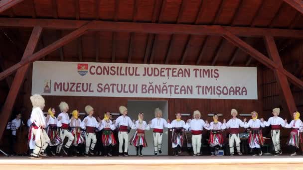 Timisoara Roménia Julho 2019 Dançarinos Sérvios Traje Tradicional Realizam Dança — Vídeo de Stock