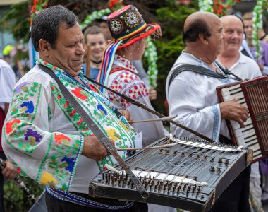 Geleneksel Romanya'dan Cimbalom ve acordeon de Şarkıcıerkekler