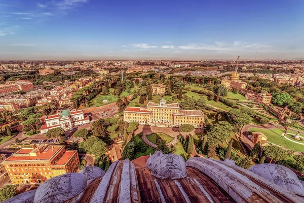 Oude foto met bovenaanzicht vanuit de koepel van Vaticaanstad — Stockfoto