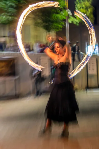 Festival de espectáculo de fuego, Timisoara, Rumania — Foto de Stock