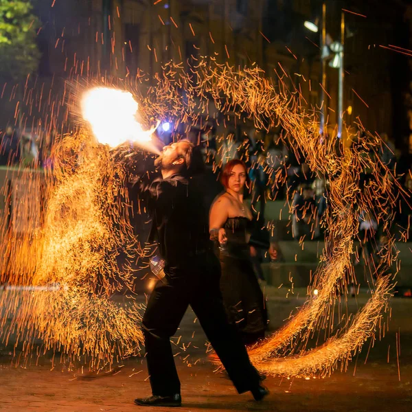 在罗马尼亚蒂米什瓦拉举行的火灾表演节 — 图库照片