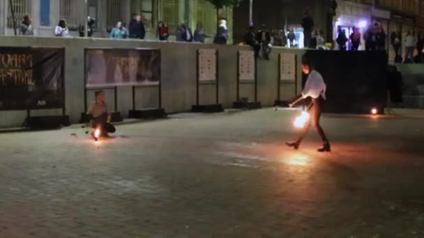 Timisoara Romania October 2019 Fire Show Organized City Hall Occasion — Stock Video