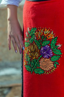 Detail of Serbian folk costume for women clipart