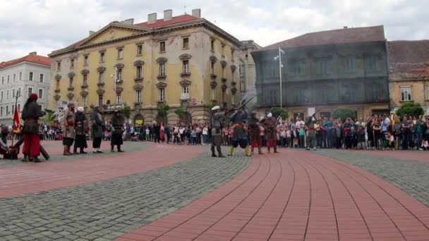 Timisoara Roumanie Septembre 2019 Combat Symbolique Dans Rue Entre Soldats — Video