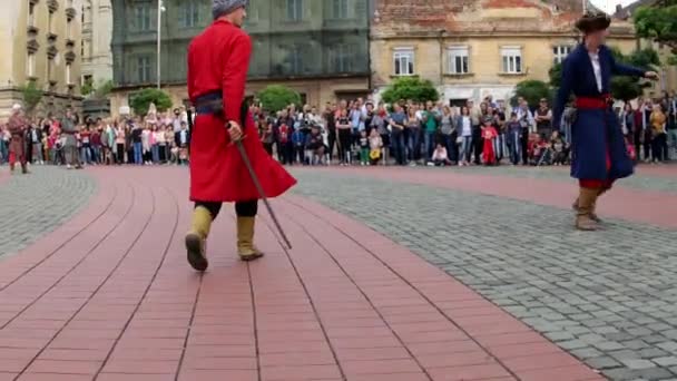 Timisoara Roménia Setembro 2019 Combate Simbólico Rua Entre Soldados Húngaros — Vídeo de Stock