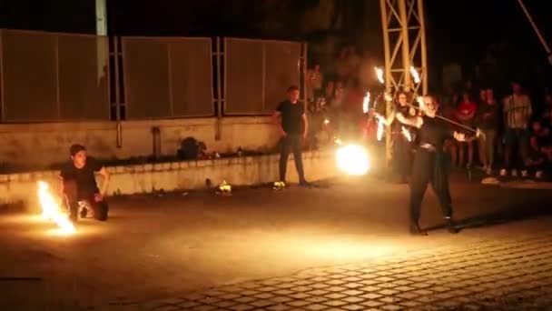 Timisoara Rumänien Juni 2019 Offentliga Fireshow Organiseras Stadshuset Timisoara Har — Stockvideo