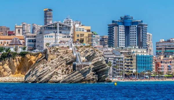 Benidorm España Agosto 2020 Vista Desde Mar Los Rascacielos Ciudad — Foto de Stock