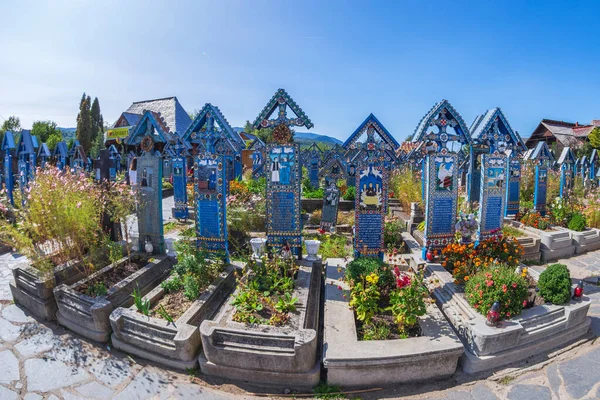Sapanta Maramures Romania Wrzesień 2020 Wesoły Cmentarz Znany Świecie Kolorowych — Zdjęcie stockowe