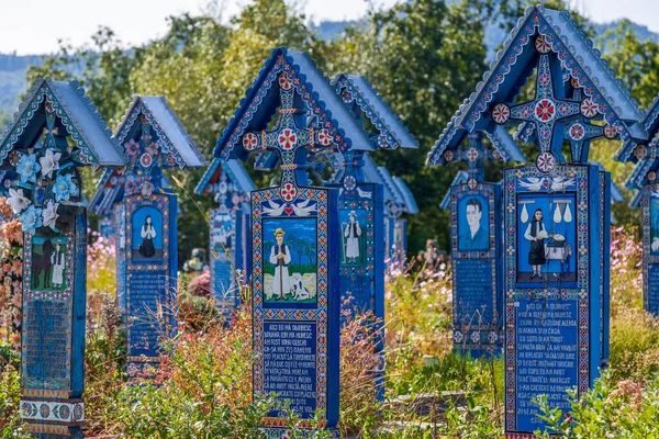 Sapanta Maramures Rumunsko Září 2020 Veselý Hřbitov Proslulý Světě Barevnými — Stock fotografie