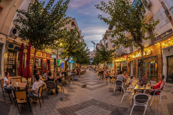 Benidorm Spain August 2020 Night View Small Picturesque Street Terraces — Stock Photo, Image